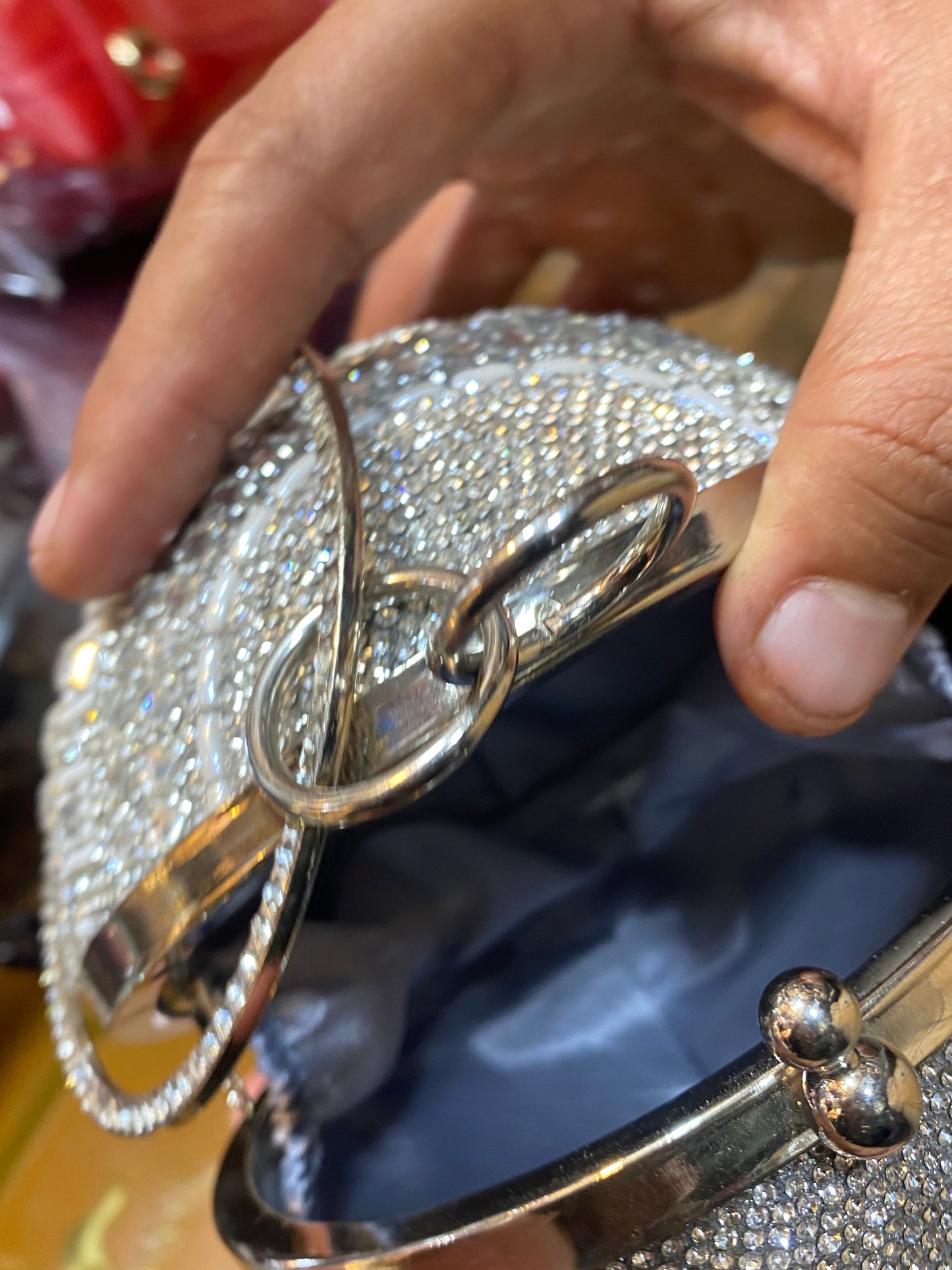 Bling Shiny Ball Circular Bag Glitter Rhinestones Diamond Evening Bag Women's Handbag Wedding Party Clutch Purse Crossbody Bag