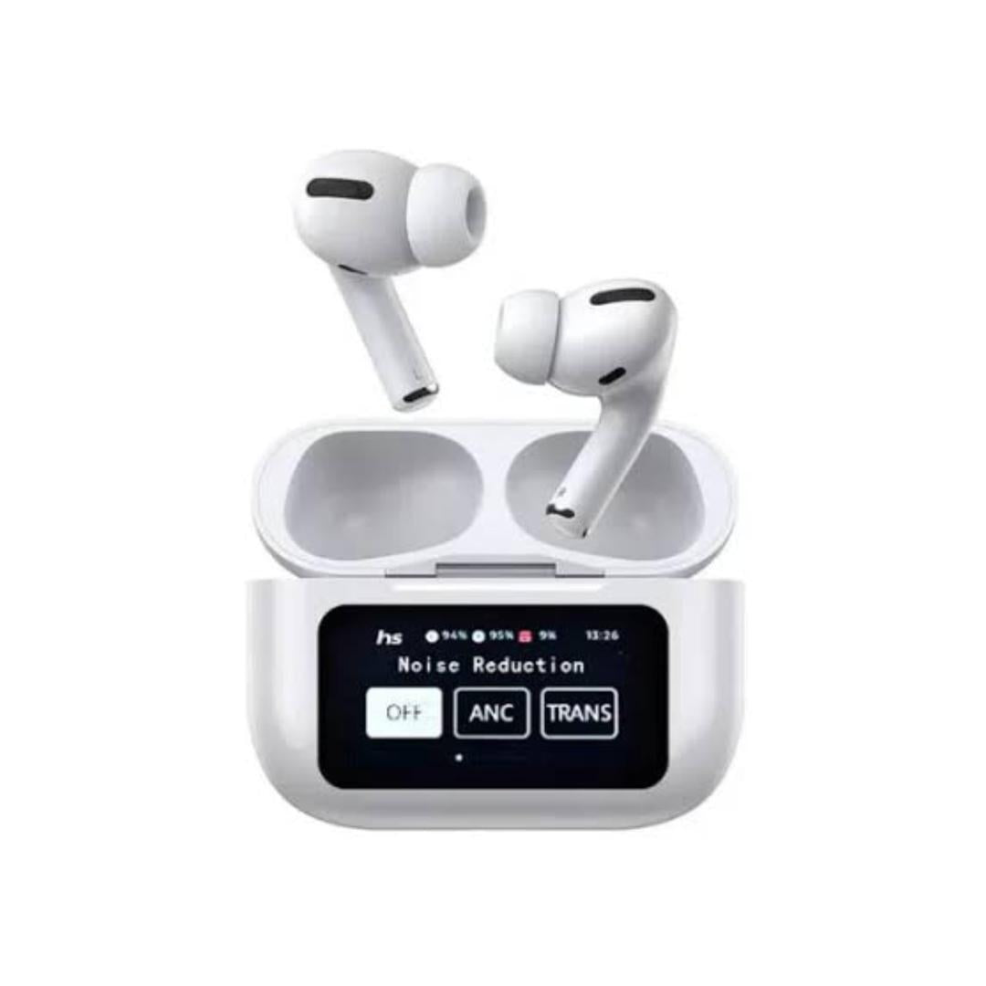 White Active Noise Cancelling Bluetooth Earbuds with Long Battery Life