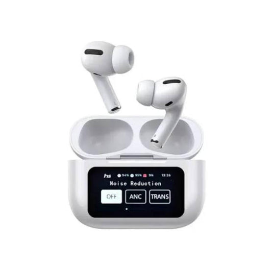 White Active Noise Cancelling Bluetooth Earbuds with Long Battery Life
