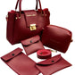 5 Pcs Women's PU Leather Plain Hand Bag Set