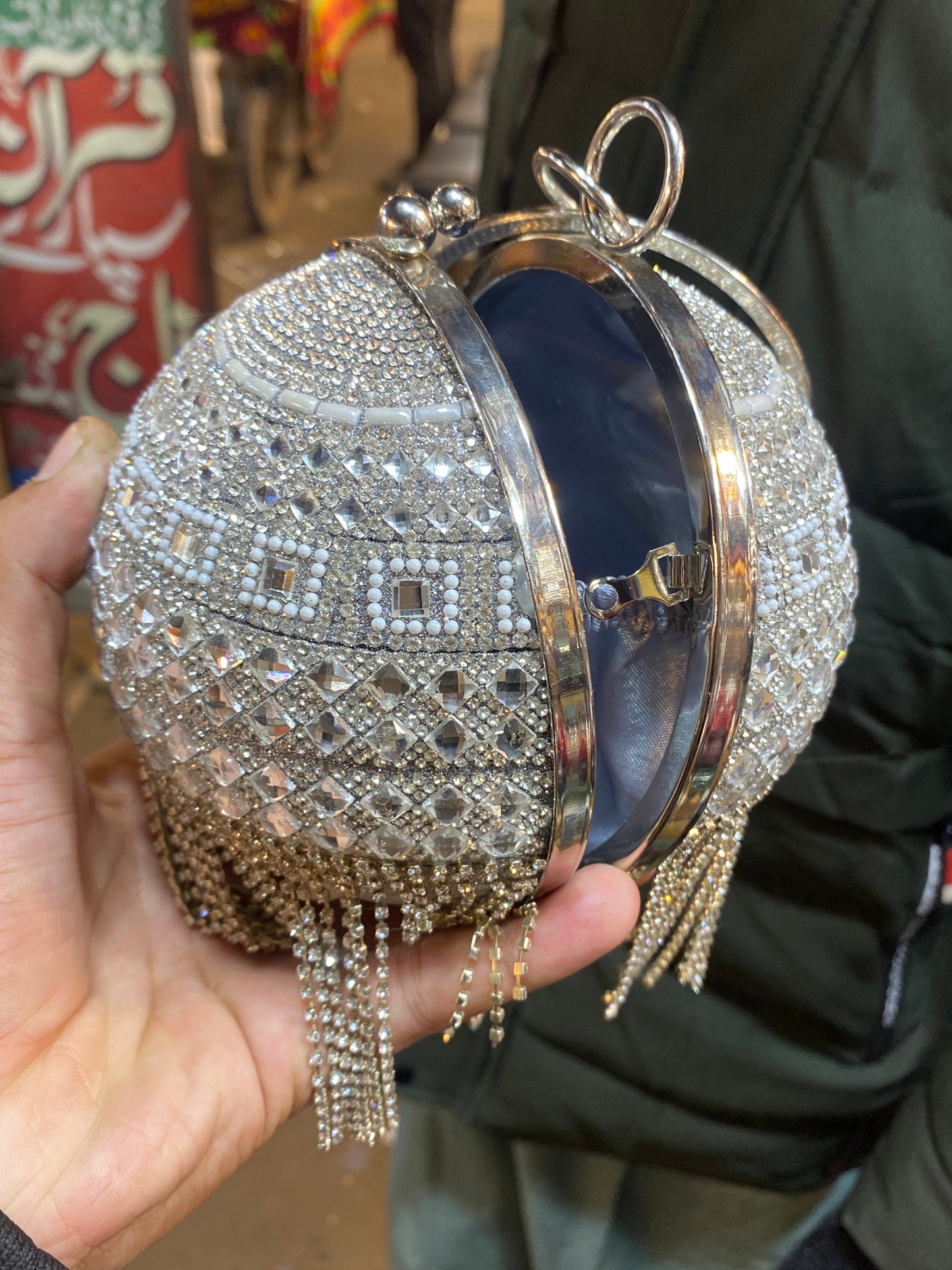 Bling Shiny Ball Circular Bag Glitter Rhinestones Diamond Evening Bag Women's Handbag Wedding Party Clutch Purse Crossbody Bag
