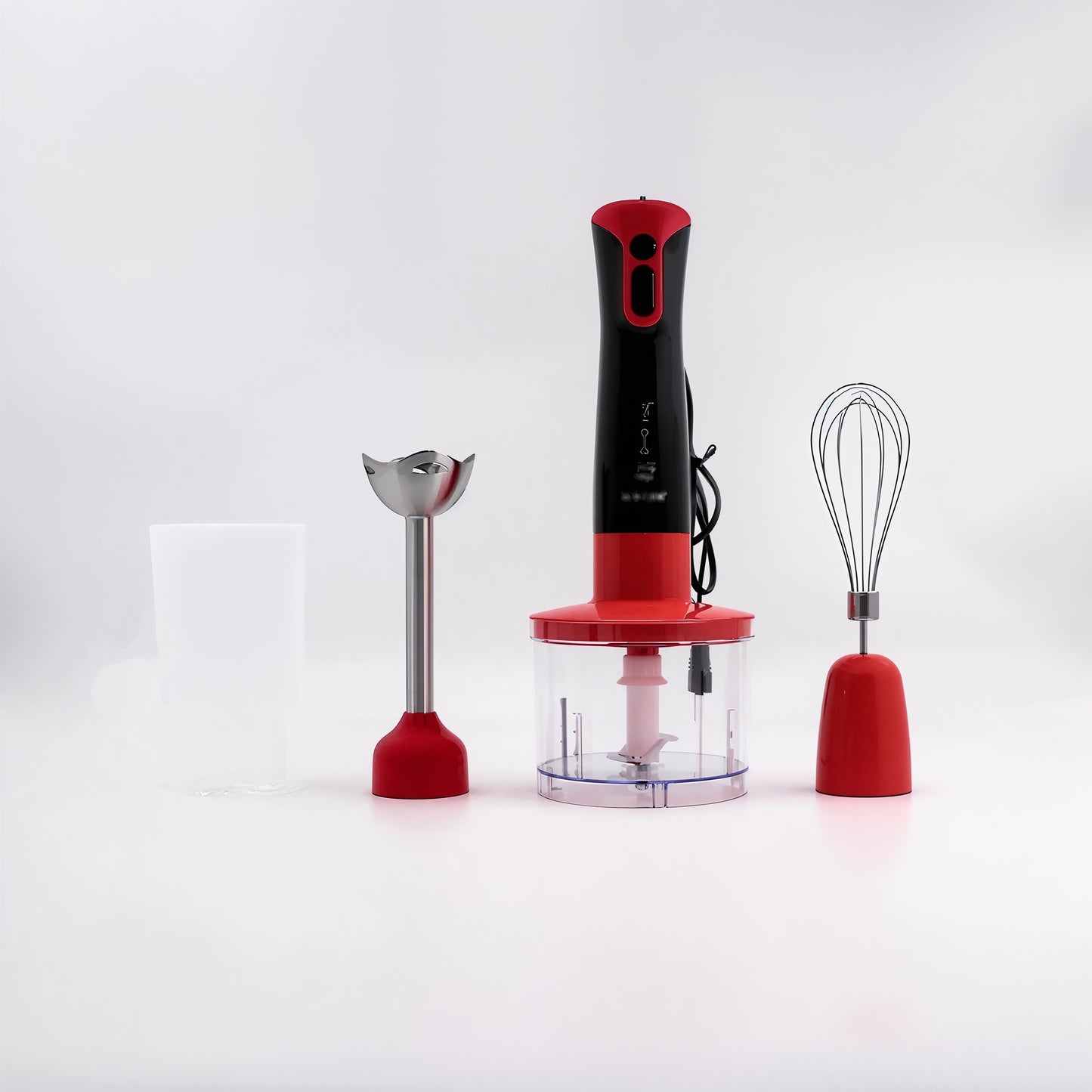 600W Powerful Hand Blender Stick Immersion Blender with Mixing Cup Chopper Whisk Variable Speeds Cooking Machine Juicer,Red