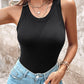 Ins Round Neck Vest With Bra Summer Solid Color Bottom Sleeveless Top Womens Clothing