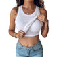 Ins Round Neck Vest With Bra Summer Solid Color Bottom Sleeveless Top Womens Clothing